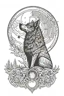 Wolf Howling at The Moon tattoo design idea