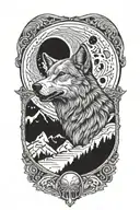 Wolf Howling at The Moon tattoo design idea