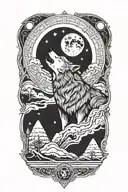 Wolf Howling at The Moon tattoo design idea