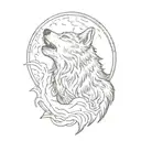 Wolf Howling at The Moon tattoo design idea