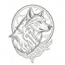 Wolf Howling at The Moon tattoo design idea
