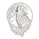 Wolf Howling at The Moon tattoo design idea