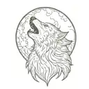 Wolf Howling at The Moon tattoo design idea