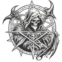Grim reaper on a pentagram tattoo design idea
