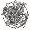 Grim reaper on a pentagram tattoo design idea