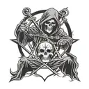 Grim reaper on a pentagram tattoo design idea