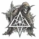 Grim reaper on a pentagram tattoo design idea
