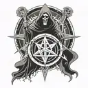 Grim reaper on a pentagram tattoo design idea