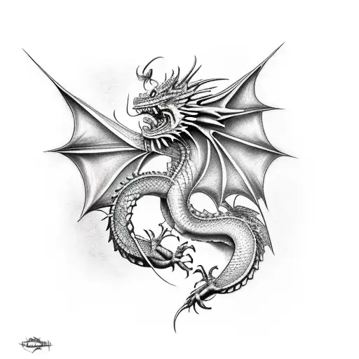 Dragon with the Dead  tattoo design idea