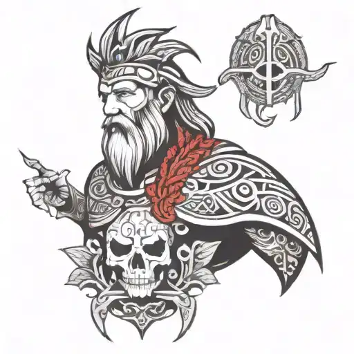 njord god and skadi tattoo design idea