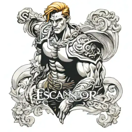 Make a realistic ''Escanor'' the seven deadly sins tattoo design idea