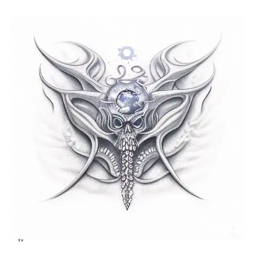 Oktopus Harfe universum tattoo design idea