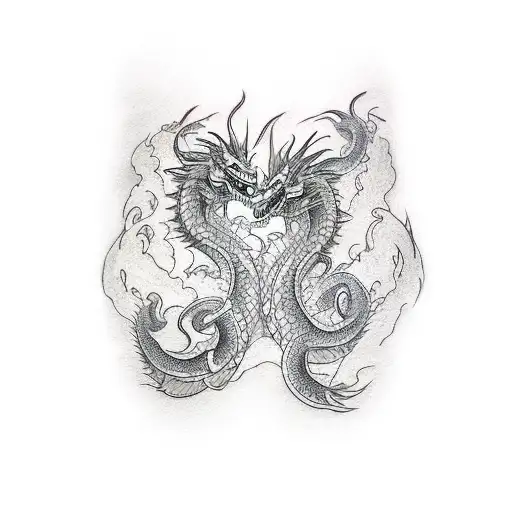 Twin dragons going around on one arm tattoo design idea