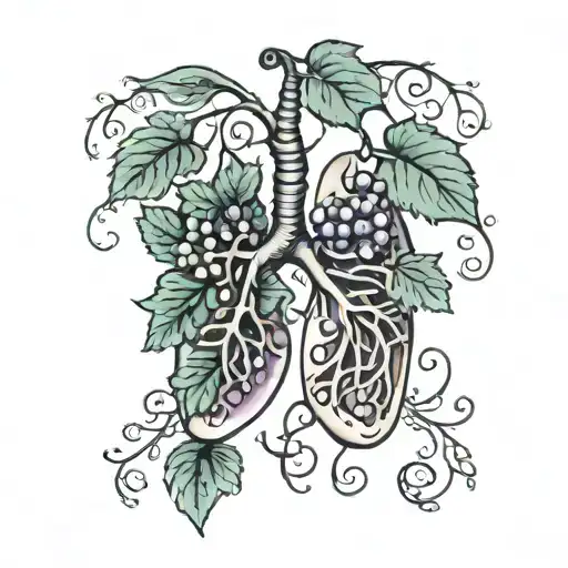 Lungs, grape vines on tattoo design idea