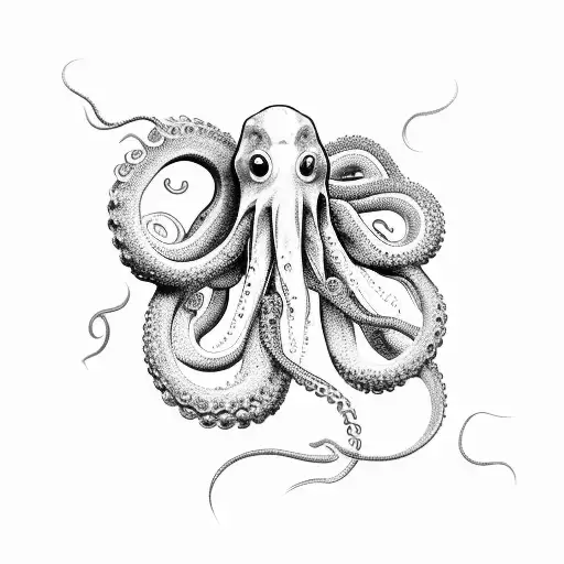 An intricately designed squid tentacle forming the word 'Tacinelli' tattoo design idea