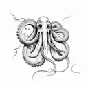 An intricately designed squid tentacle forming the word 'Tacinelli' tattoo design idea