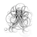 An intricately designed squid tentacle forming the word 'Tacinelli' tattoo design idea