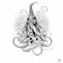 An intricately designed squid tentacle forming the word 'Tacinelli' tattoo design idea