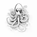 An intricately designed squid tentacle forming the word 'Tacinelli' tattoo design idea