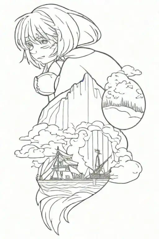 howls moving castle, spirited away, your name, suzume, weathering with you, nausicaa and so on tattoo design idea