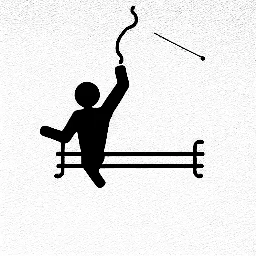 falling man, geometric three bars, dots, phoneix, montains, hut with smoke, climber tattoo design idea