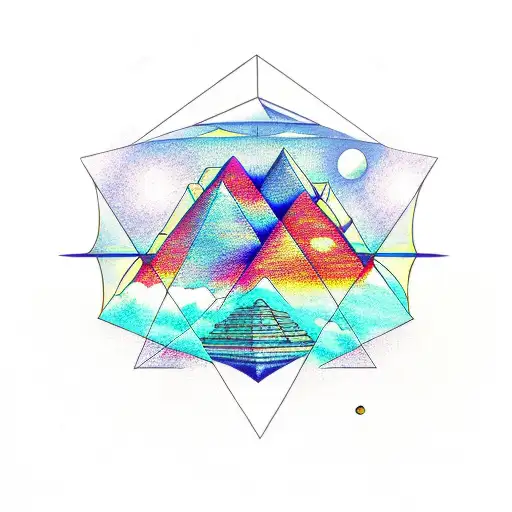 pyramids night sky tattoo design idea