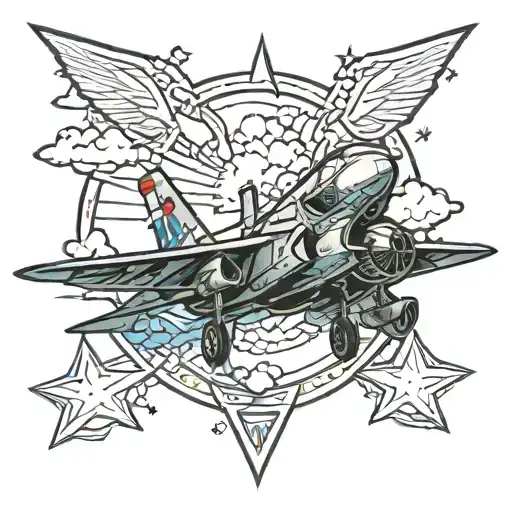 f14 tomcat fighter jet plane flying in the sky tattoo design idea