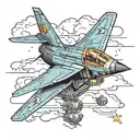 f14 tomcat fighter jet plane flying in the sky tattoo design idea