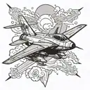 f14 tomcat fighter jet plane flying in the sky tattoo design idea