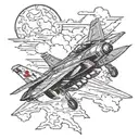 f14 tomcat fighter jet plane flying in the sky tattoo design idea