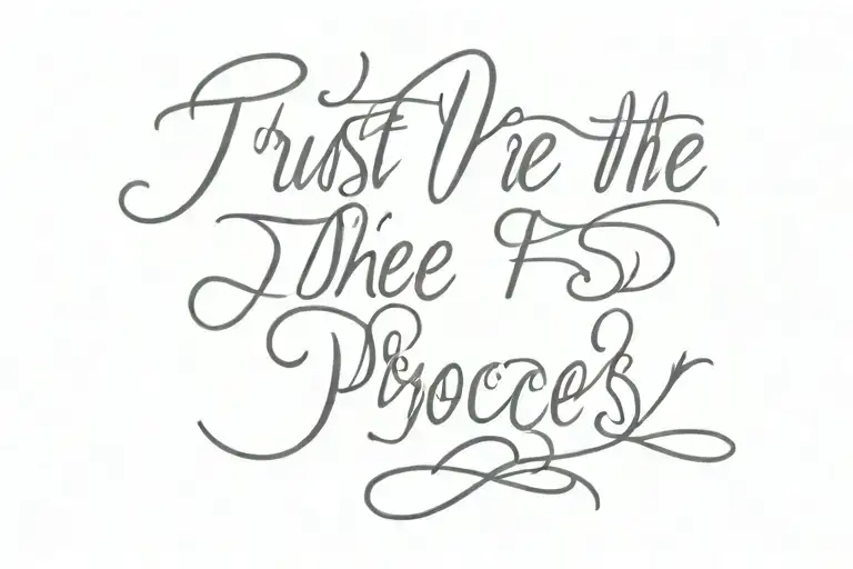 Trust the process cursive writing tattoo design idea