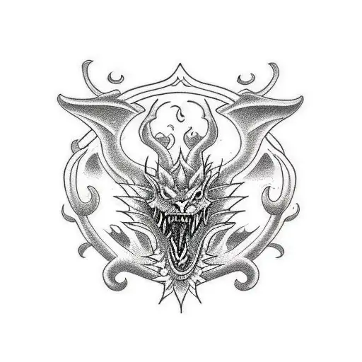 green dragon, slightly gothic and bitchy tattoo design idea