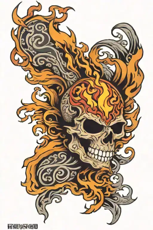 Mexican flames left arm sleeve tattoo design idea