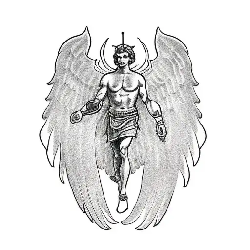 archangel Michael with wings spread out  tattoo design idea