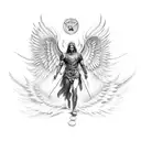 archangel Michael with wings spread out  tattoo design idea