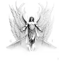 archangel Michael with wings spread out  tattoo design idea