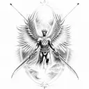 archangel Michael with wings spread out  tattoo design idea