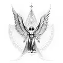 archangel Michael with wings spread out  tattoo design idea