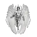 archangel Michael with wings spread out  tattoo design idea