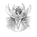 archangel Michael with wings spread out  tattoo design idea