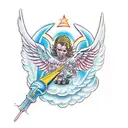archangel Michael with wings spread out  tattoo design idea