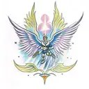 archangel Michael with wings spread out  tattoo design idea