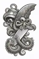 a chef's knife with an octopus on it  tattoo design idea
