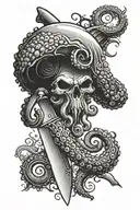 a chef's knife with an octopus on it  tattoo design idea
