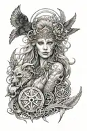 freya norse goddes conjuring eternal love ruin symbol tattoo design idea