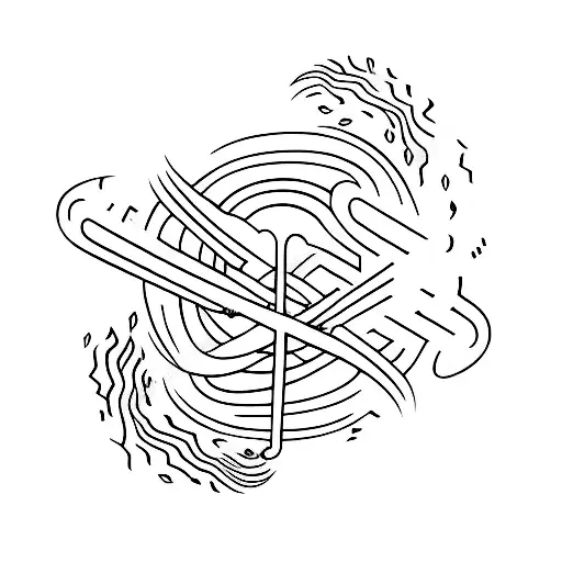 A minimalist tattoo of a person practicing jiu-jitsu with musical notes flowing around them tattoo design idea