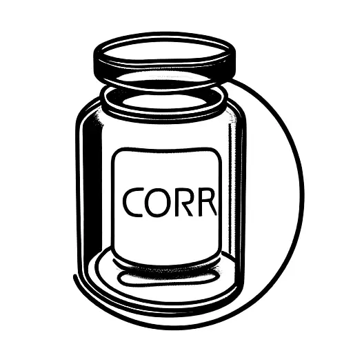 Glass jar with the inscription crypto in which the coins tattoo design idea