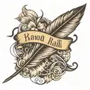 feather with name in it birds flying away  tattoo design idea