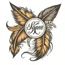 feather with name in it birds flying away  tattoo design idea