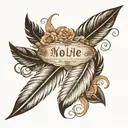 feather with name in it birds flying away  tattoo design idea